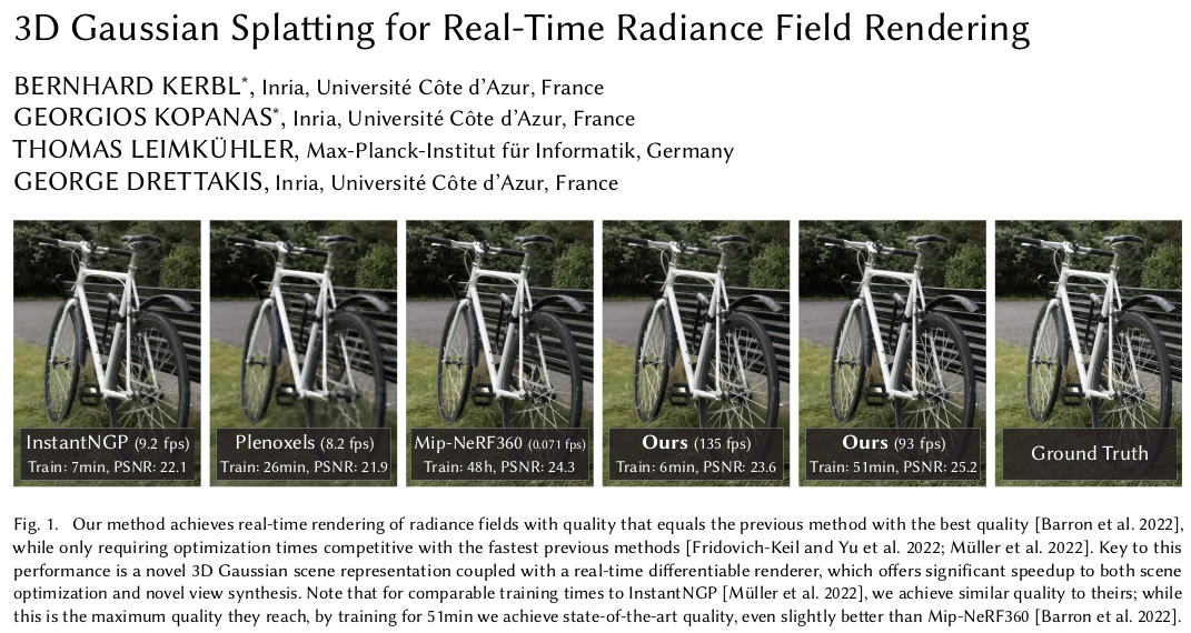 《3D Gaussian Splatting for Real-Time Radiance Field Rendering》